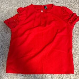 SHEIN Bold Red Blouse with Eyelet Sleeves